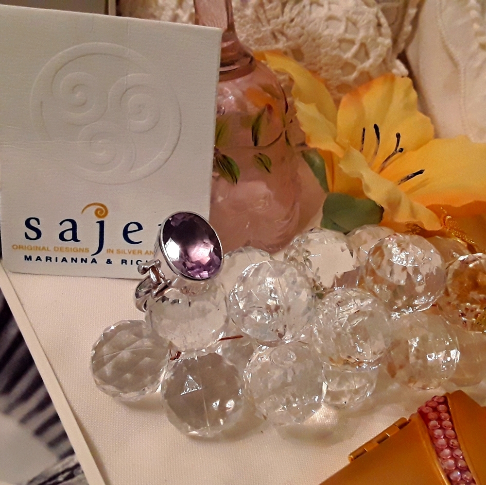 SAJEN DESIGNER 925 SOLID STERLING AMYTHIST RING